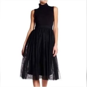 Hope & Harlow Black Sleeveless Turtleneck Tulle Midi Dress Size 8